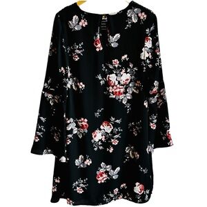 Isabel Maternity Long Sleeve Black Floral Dress With Flare Sleeves Size Small